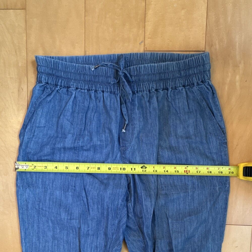 Blue lightweight Cotton Jogger Pants Drawstring Elastic Waist Pockets M - Picture 4 of 10